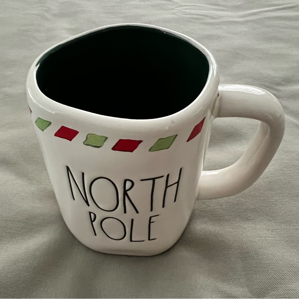Rae Dunn North Pole Christmas Mug with Red and Green Trim